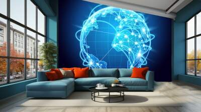 Abstract of world network, internet and global connection concept Wall mural