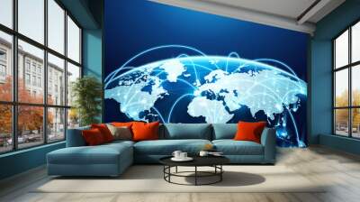 Abstract of world network, internet and global connection concept Wall mural