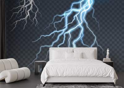 Lightning and thunder bolt, glow and sparkle effect Wall mural