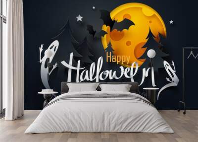 Paper art of happy Halloween Wall mural