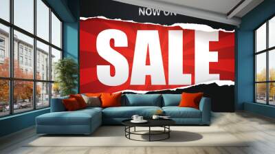 Ripped paper of sale banner. Sale and discounts Wall mural