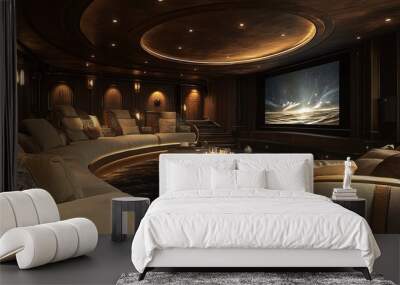 Futuristic Home Entertainment Experience in Whimsical 3D Luxury Home Theater Wall mural