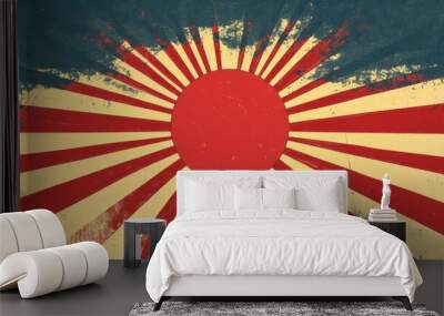 Vintage Sunburst Vector with Striking Red and Yellow Rays Wall mural