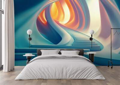 Whimsical Infinite Staircase - Abstract Background with Endless Twisting Steps Wall mural