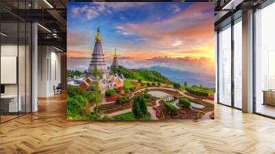 The best of landscape in Chiang mai. Pagodas Noppamethanedol & N Wall mural