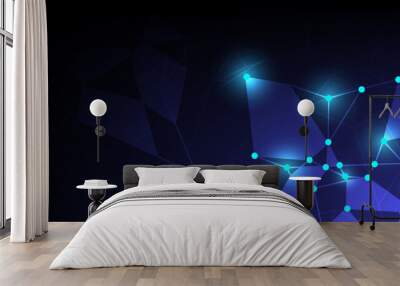 Abstract futuristic - Internet connection, abstract sense of molecules technology with polygonal shapes on dark blue background. EP.2 Wall mural