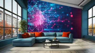 Adaptive neural networks analyzing big data dynamics front view Adapting to changes in realtime big data analytics digital tone Tetradic color scheme Wall mural