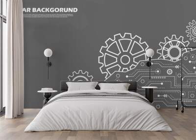 Futuristic geometric data abstract cogwheel pattern. on gray technology background ep.2 Wall mural