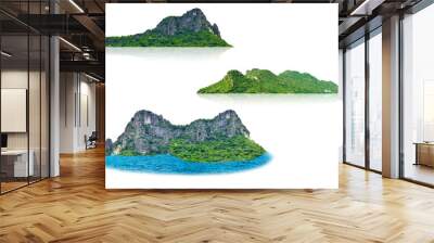 Mountain The isolated island has a shadow on a white background along the path.  Wall mural