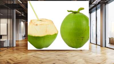 The coconut  young green is completely separated from the white background. Wall mural