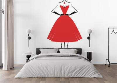 woman in the ball gown red Wall mural