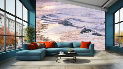 Puget sound waves around sunset with pastel light Wall mural