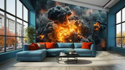  Enormous cloud of black and orange smoke. Wall mural