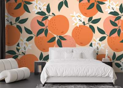 Orange pattern. Vector seamless texture. Wall mural