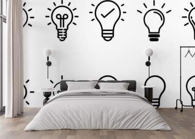 Vector illustration of light bulb icons set isolated on white background Wall mural