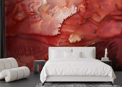 Abstract Deep Red Watercolor Texture with Organic Patterns and Rich Color Gradients for Artistic Backgrounds Wall mural