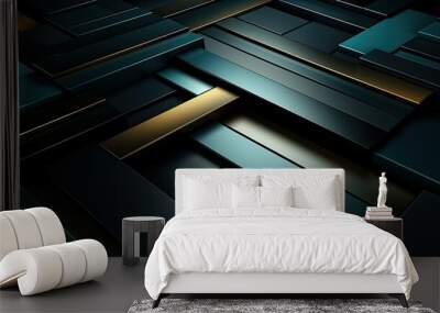 Black teal  green blue abstract modern background Wall mural