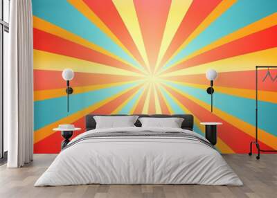 Sunburst retro vibes print groovy  background Wall mural