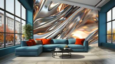 abstract background of silver oiling patterns with shine Wall mural