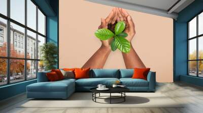 plant in hands Wall mural