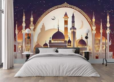 mosque in the night , islamic religious motifs Wall mural