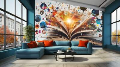 open book with pages with book dream  Wall mural