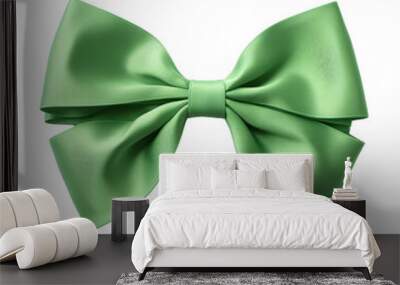 Elegant Green Satin Bow with Soft Texture and Lush Appearance Wall mural