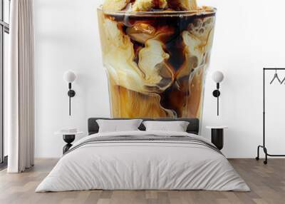 Isolated Affogato Dessert with Ice Cream and Coffee Syrup Blend. Wall mural