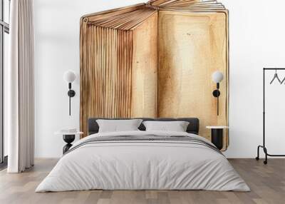 Isolated Vintage Open Book with Aged Pages and Cover Texture. Wall mural