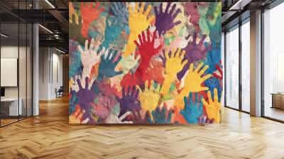 International diversity and international world culture as a concept of diversity and crowd cooperation symbol as diverse hands. Generated by generative ai Wall mural