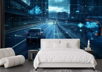 Overlay vehicle tracking system advanced traffic management intelligent transportation Wall mural