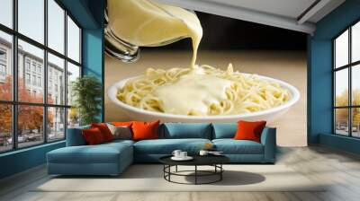 Spaghetti with white sauce Wall mural