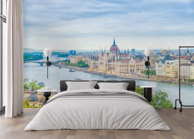 A landscape view of Budapest city, the Hungarian parliament. Wall mural