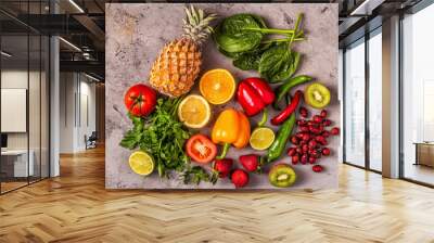 Fruits and vegetables rich in vitamin C. Wall mural