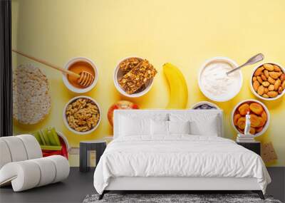 Healthy snack concept, top view. Wall mural