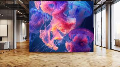 jellyfish swimming in the sea, abstract color background Wall mural