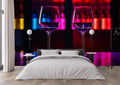 Two glasses of wine on a bar counter Wall mural