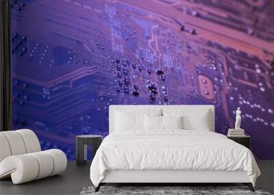 Electronics Circuit board background , close-up. Wall mural