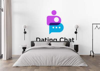 dating chat with two people logo design Wall mural