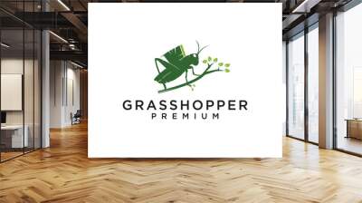 grasshopper icon logo design vector Grasshopper grasshopper logo, cricket insect icon in linear style Wall mural