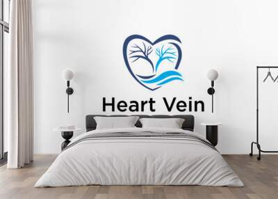 heart vein with wave logo design template Wall mural