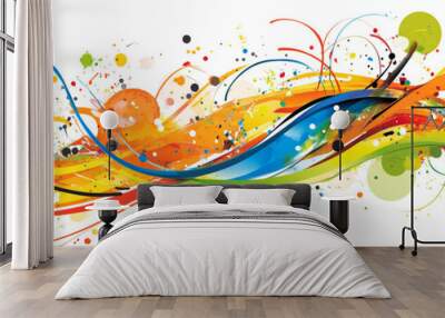 Colorful abstract background featuring vibrant swirls and splashes of paint, creating lively and dynamic visual experience. Perfect for artistic and creative projects Wall mural