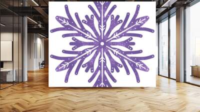 paint snowflakes illustration. sign of winter, cold weather, symbol of unique beauty. Hand painted drawing, isolated on white background. Wall mural