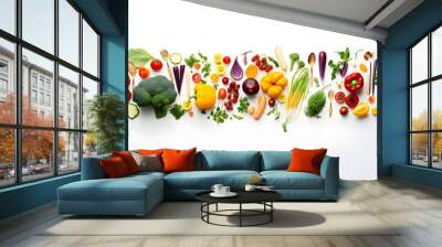 Assorted fresh vegetables on a dark background, vibrant colors, healthy food concept. food background with assortment of fresh organic fruits and vegetables Wall mural