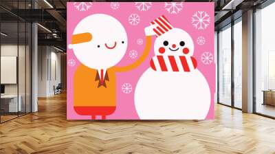 Businessman makes a snowman on Christmas Time Wall mural