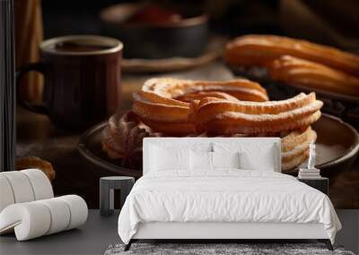 churros with sugar on the table Wall mural