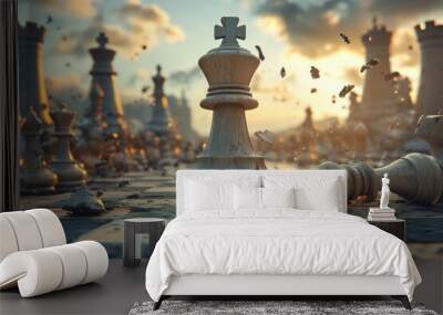 epic chessboard scene. impressive range of details, impactful image Wall mural