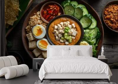 Javanese Gado-Gado, A Central Javanese variant that often includes a sweeter and less spicy peanut sauce. Wall mural