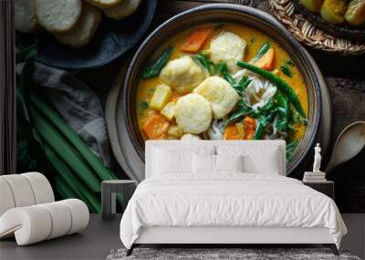 Medan Vegetable Stew with Rice Cakes, Hailing from North Sumatra Wall mural