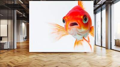 Mystic portrait of Comet Goldfish in studio, isolated on white background Wall mural